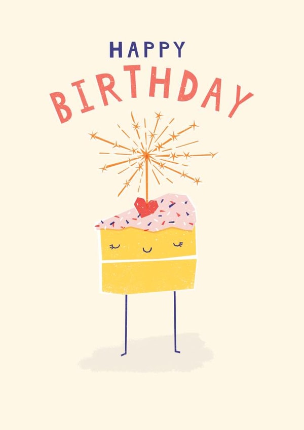 Cute Birthday Card - Illustrated Cake created by Paperlink and Meraki Greeting Cards