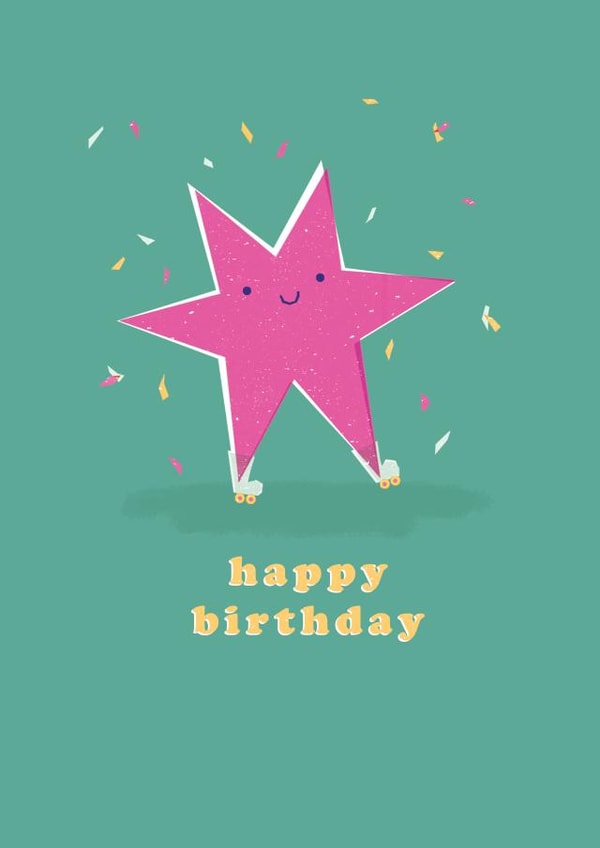 Cute Star Birthday Card - Roller Skates created by Paperlink and Meraki Greeting Cards