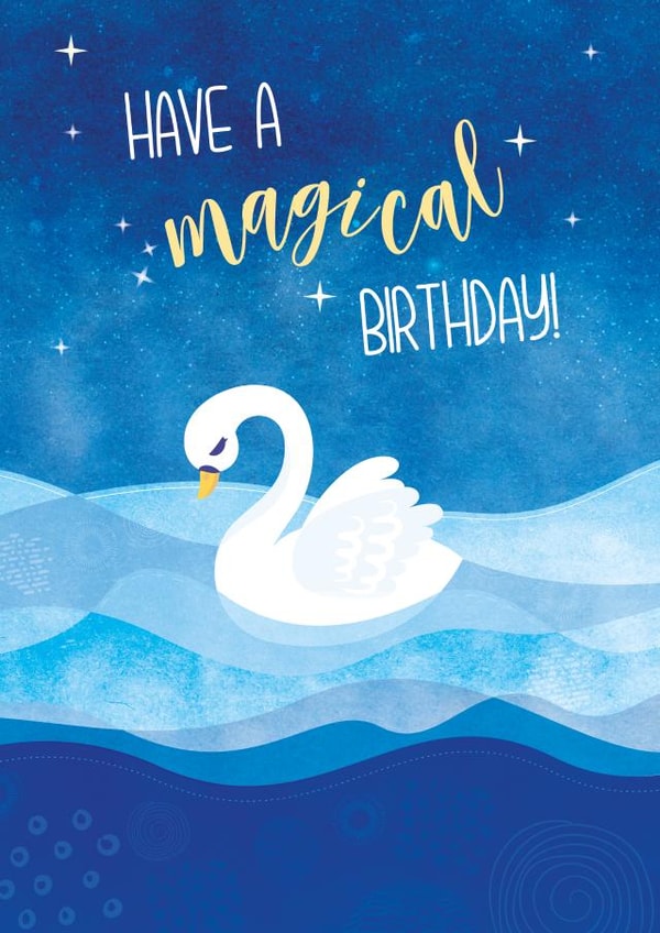 Pretty Magical birthday card - swan & stars created by krissii.graphics