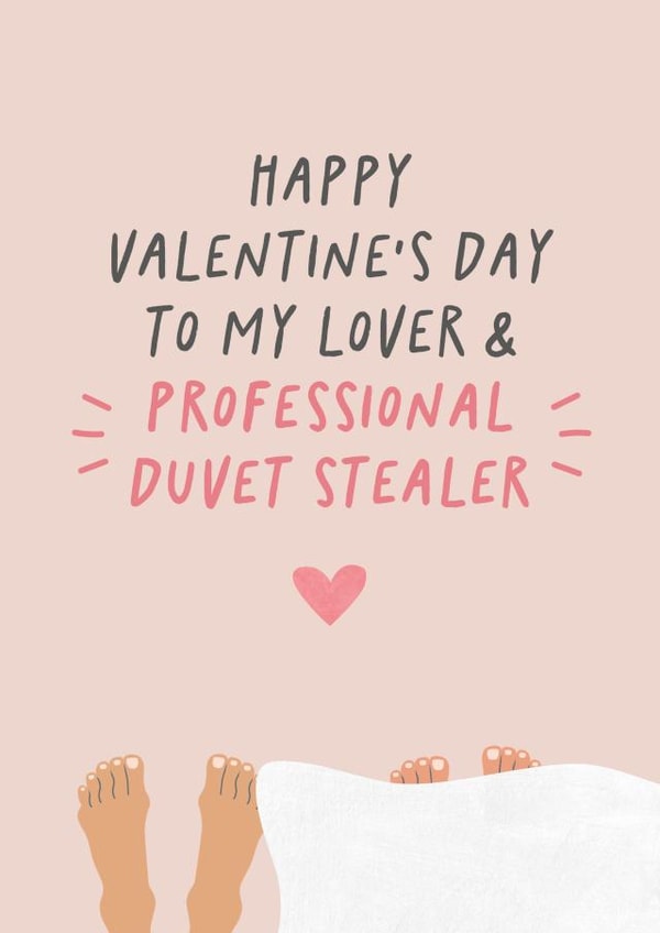 Happy Valentine's Day - To my Lover & Professional Duvet Stealer - Funny Card created by Studio Mads