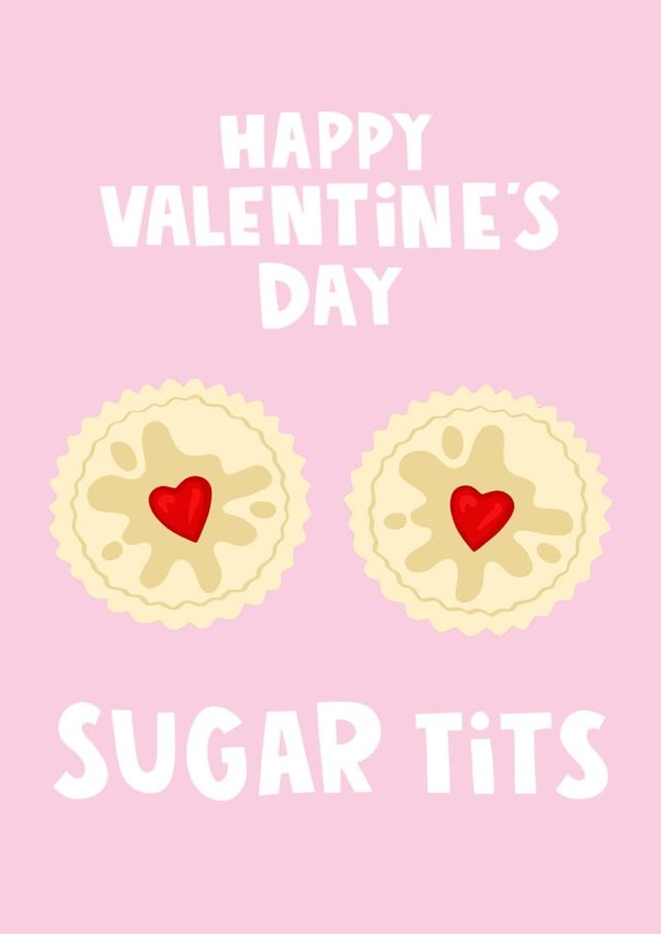 Funny Jammie Dodger Card - Sugar Tits - Valentine's Day created by Lucy Maggie Designs