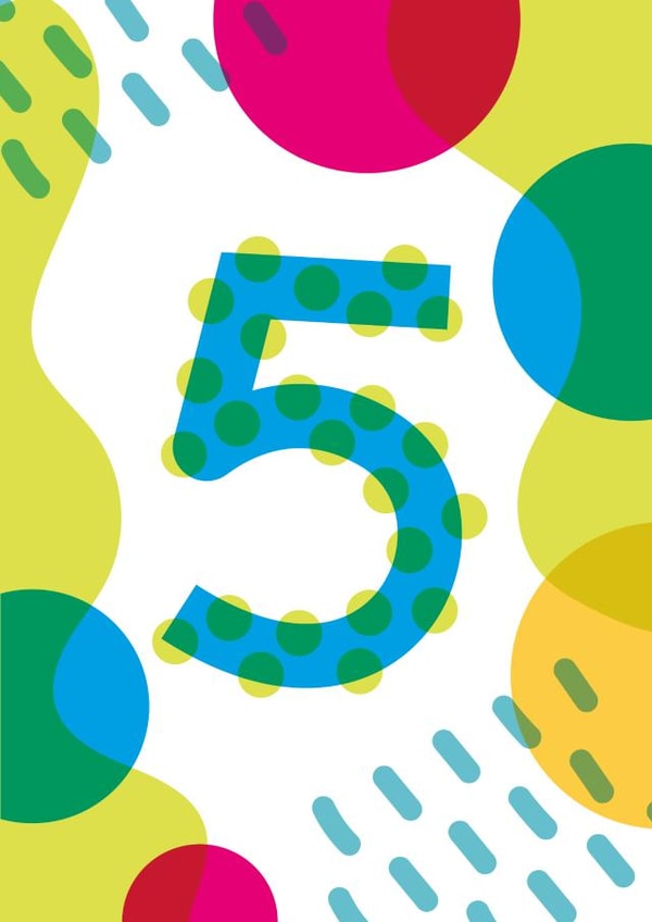 Geometric Birthday Card - 5 Today created by Jane Katherine Houghton