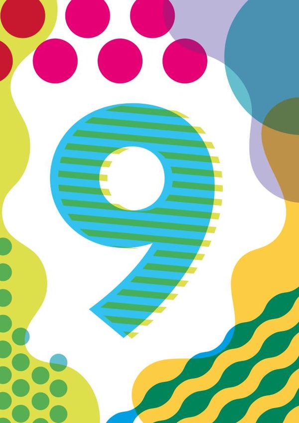 Geometric Spotty Birthday Card - 9th Birthday created by Jane Katherine Houghton