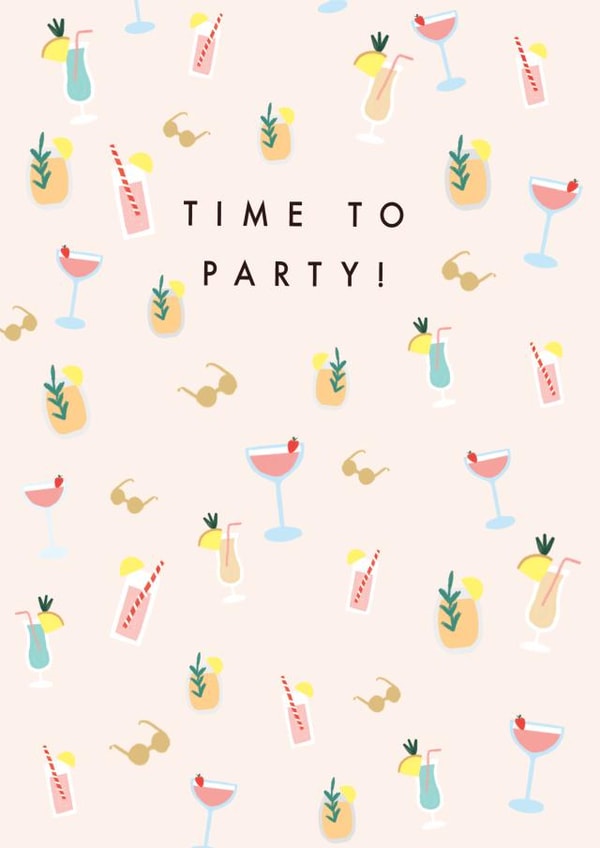 Time To Party - Cocktail Card - Birthday created by Paperlink and Meraki Greeting Cards