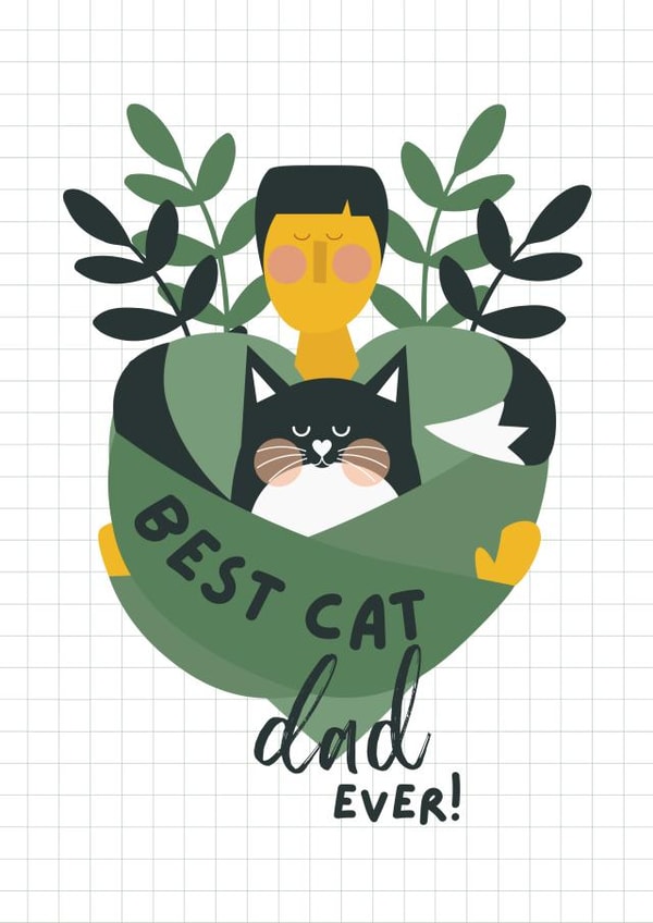 Cat Dad Fathers Day Card - Dad of Cats - From the Cat created by Powerinmykindness