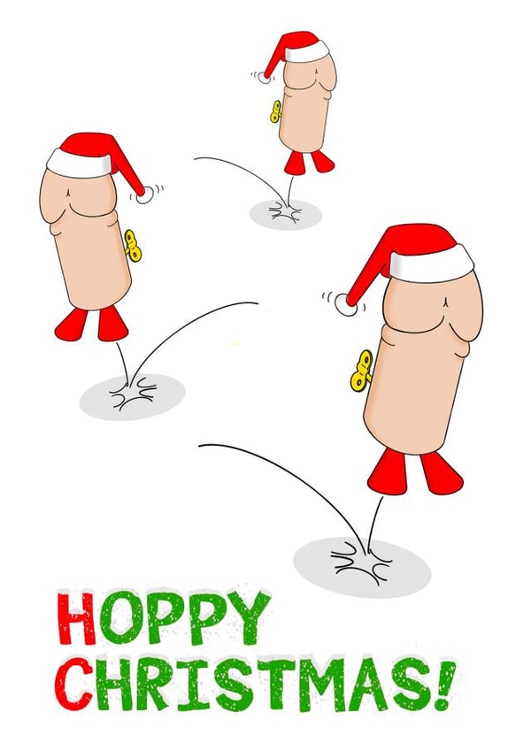 Funny Christmas card - Hopping Toy Wind - Up Penises - Hoppy Christmas created by Huzzoo