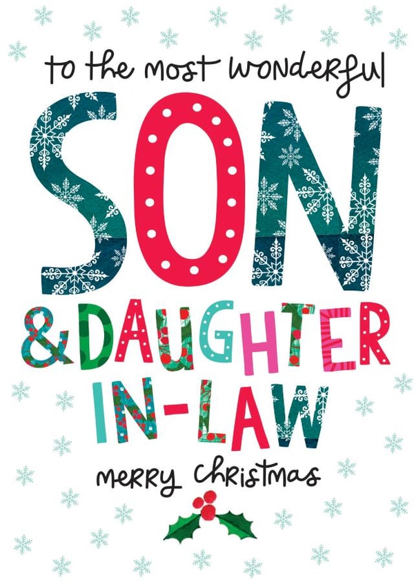 Classic Christmas Card - Son & Daughter in law created by The Boy and the Bear