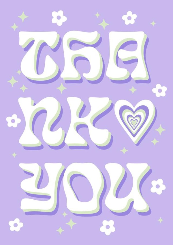 Funky Retro-inspired Thank You card - for family and friends. created by Kamiya Chirodian