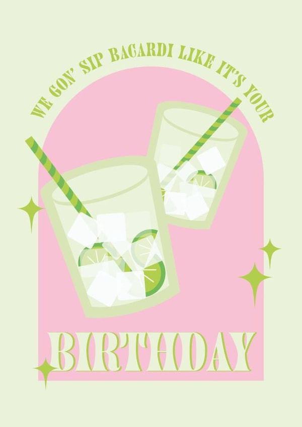 Fun bacardi birthday card created by Vik