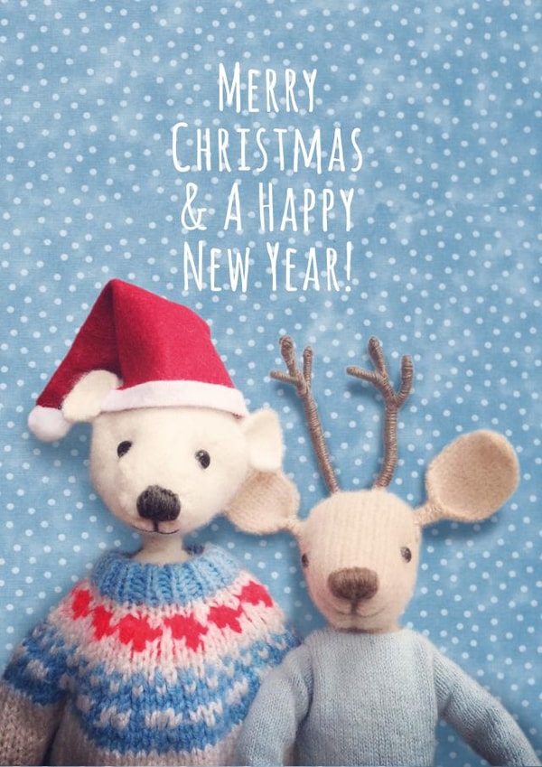 Cute Christmas card - Christmas Jumper - polar bear and little deer created by Paper Bird