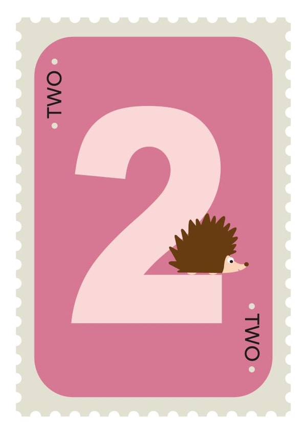 Cute Age 2 Birthday Card | Age Two Birthday | Hedgehog Card created by Stripey Cats