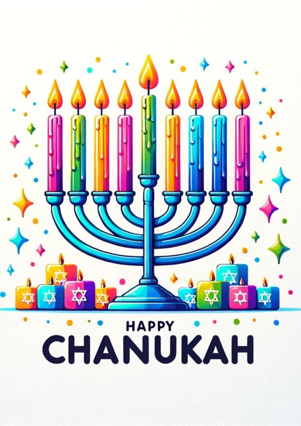 Happy Chanukah! - Colourful Menorah card - Hanukka created by MonkeyChops Design