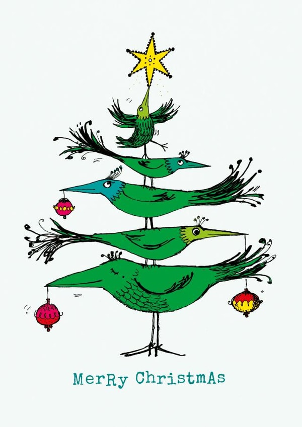 Quirky Christmas card - Incredible Tree Of Birds created by Paper Bird