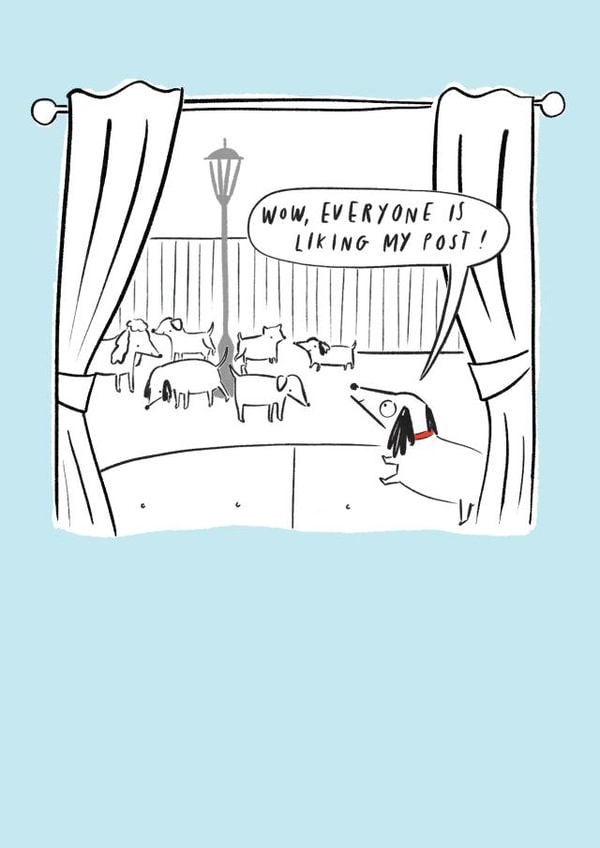 Funny Social Media Dog Card - Everyone Is Liking My Post - Birthday created by Paperlink and Meraki Greeting Cards