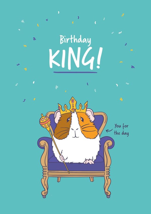 Cute Guinea Pig Birthday Card - Guinea Pig King created by Goofy Guineas