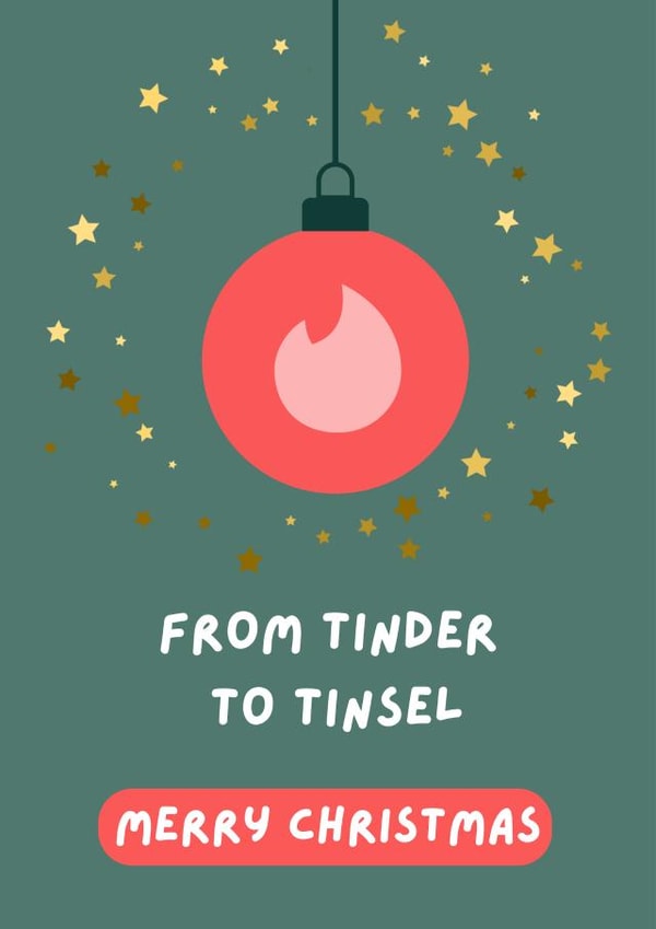 Tinder First Christmas Card - for Boyfriend or Girlfriend - Met on Tinder Christmas created by Lucky Jems Gifts