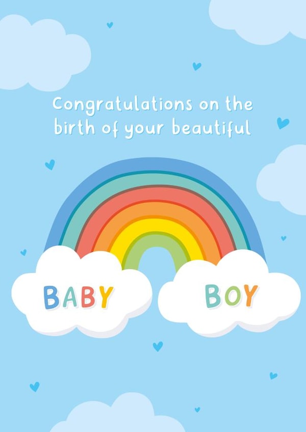 Rainbow Baby Boy Card - Congratulations created by Macie Dot Doodles