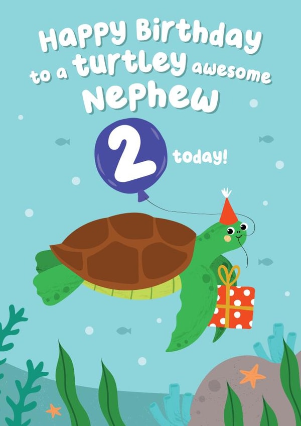 Cute Turtle Birthday Card - Nephew - 2 today! created by Pixie Studio