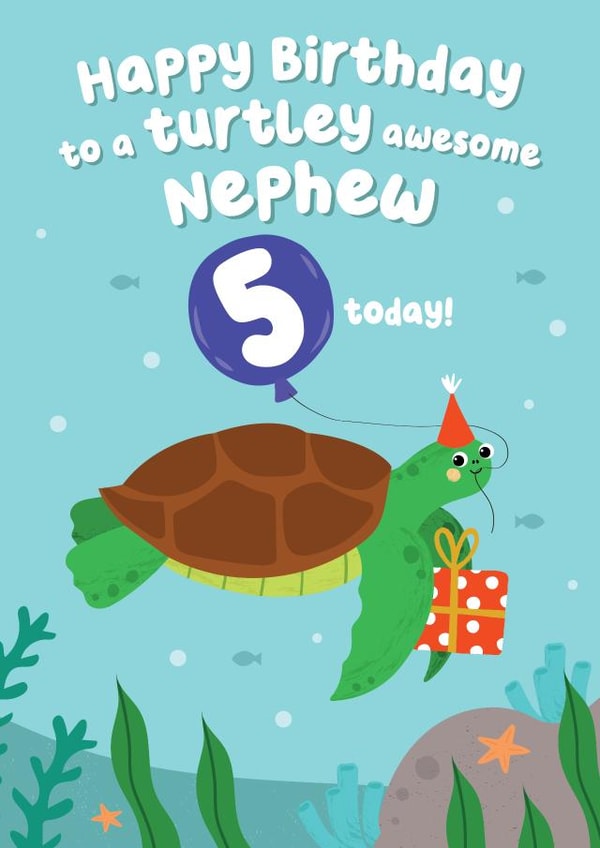 Cute Turtle Birthday Card - Nephew - 5 today! created by Pixie Studio