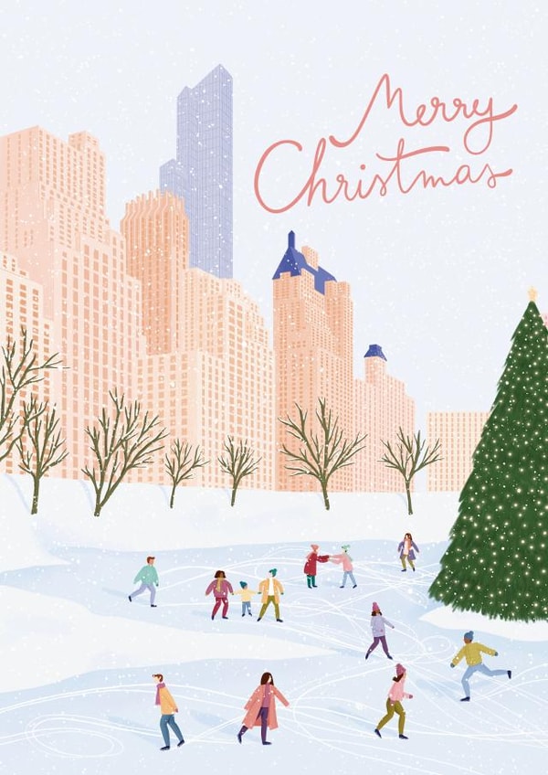 New York Christmas card for family created by Illustrated By Mabel