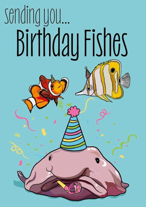 Funny Birthday Card - Sending you Birthday Fishes created by HotCrossPuns