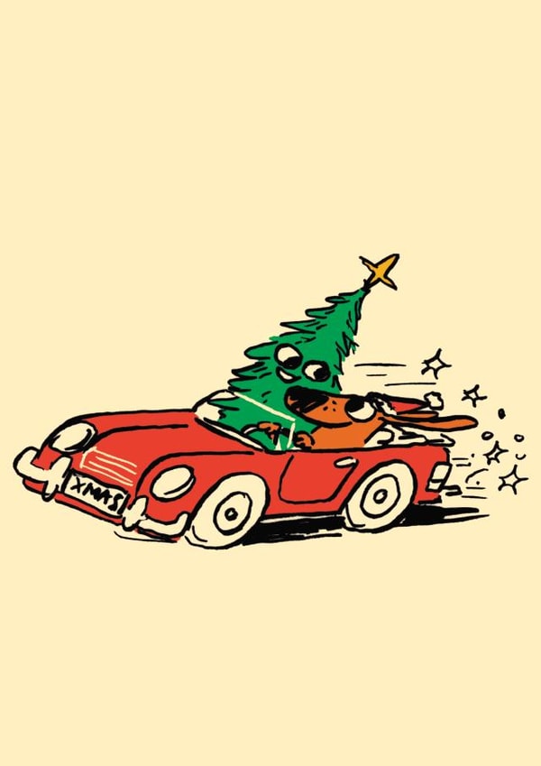 Cute Cartoon Christmas - for friend or relative - Driving Home for Christmas created by Cardinky