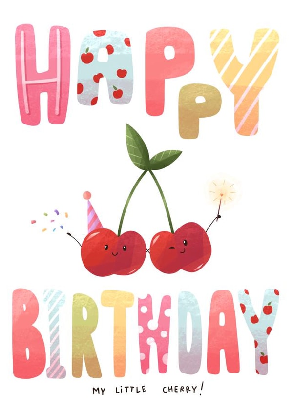 Cute Birthday Card For A Loved One - My Little Cherry. created by Marina Kromitsyna