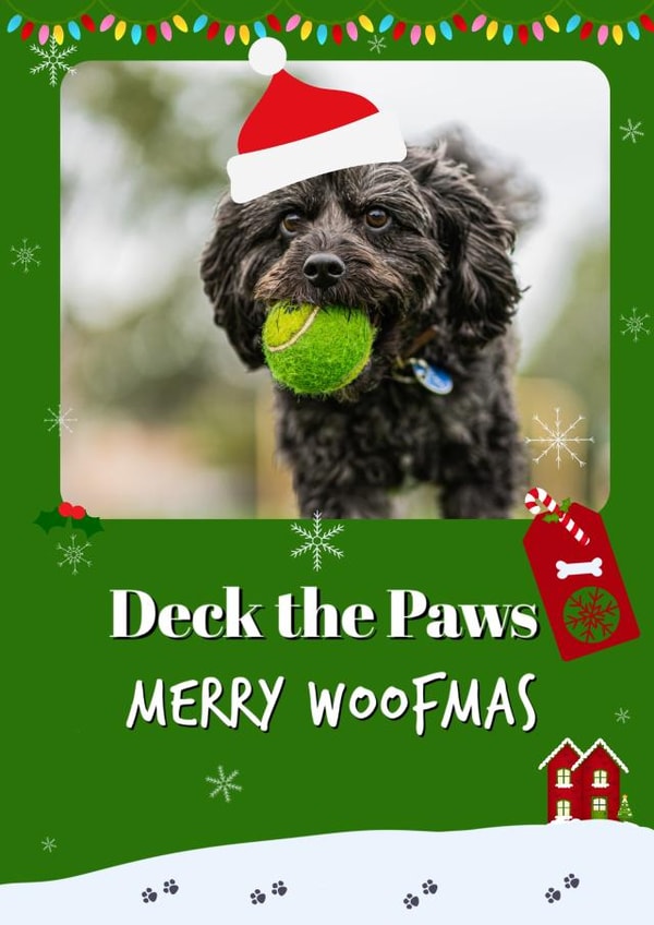 Cute Christmas Photo Card - Deck the Paws created by Kerrylovescards