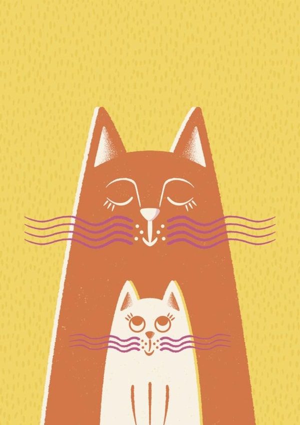 Sweet Mother's Day Card - Mom Cat and Kid created by ID by Ana Rui