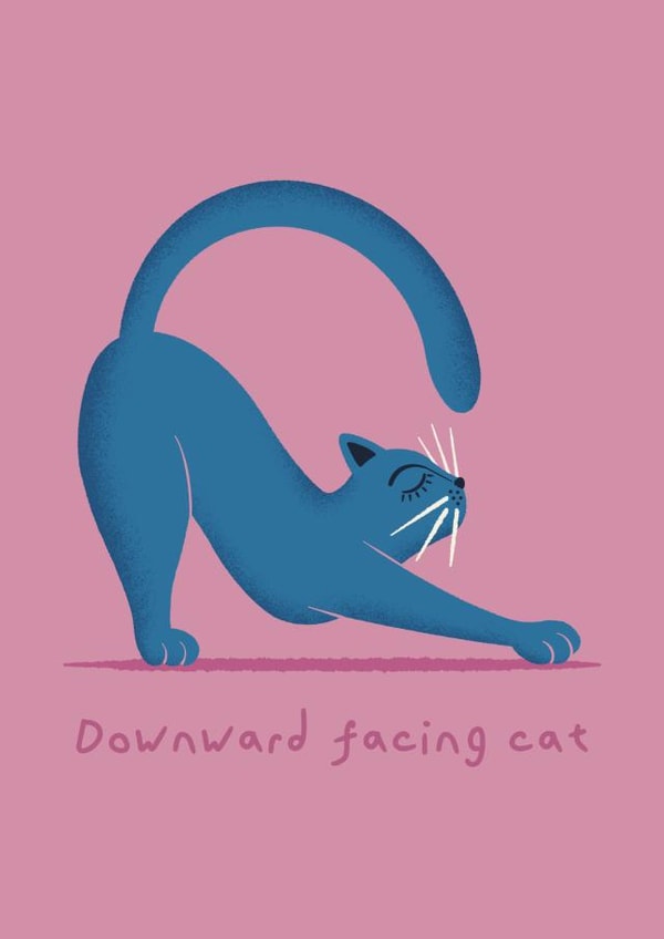 Fun Cat Yoga Card for the Yoga Fans You Know - Cat Yoga - Downward Facing Cat created by ID by Ana Rui