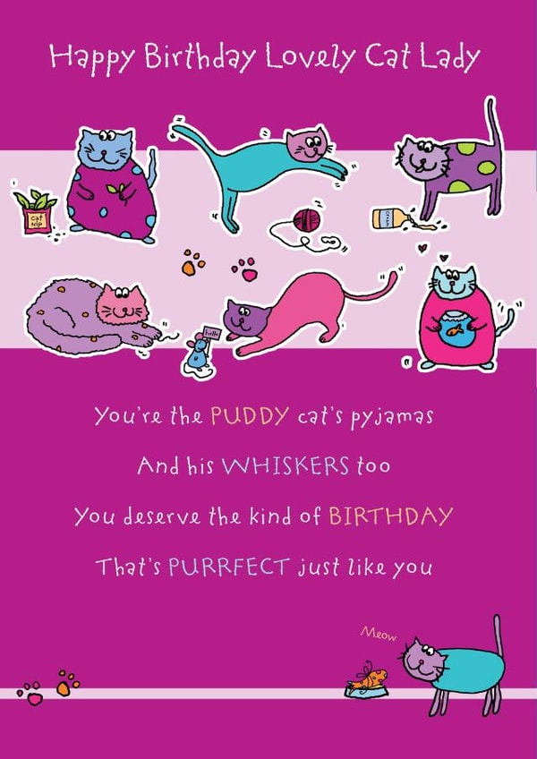 Lovely Cat Lady - Happy Birthday Card created by Liverpool Card Studio