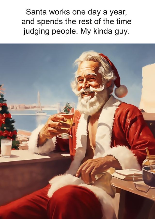 Vintage style Santa Claus Card - Judging people at Christmas created by kissmekwik