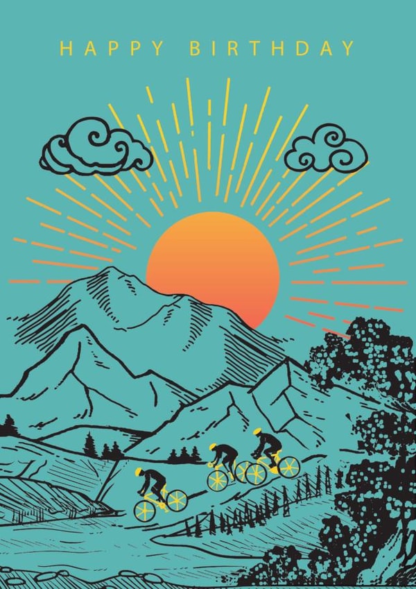 Cycling Birthday Card - Bike - Cyclist created by Paperlink and Meraki Greeting Cards