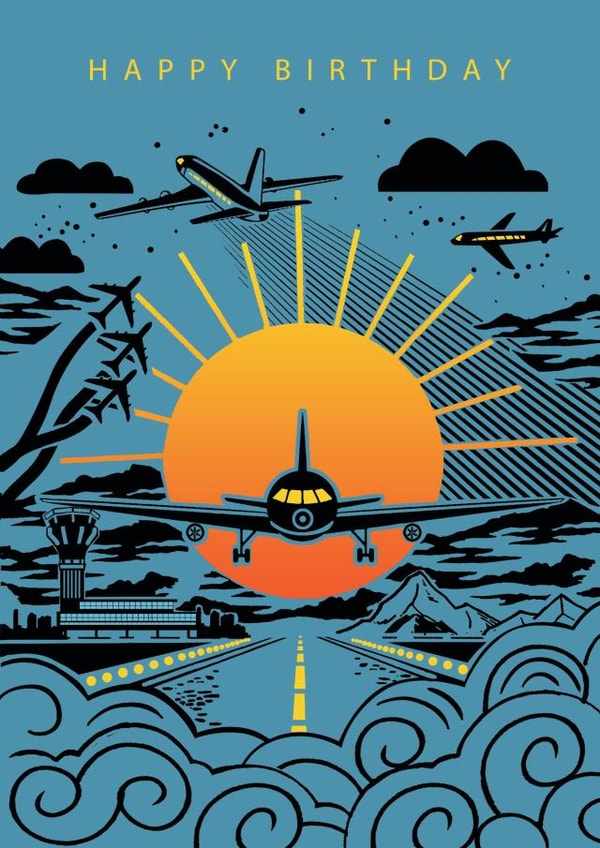 Aeroplane Birthday Card - Plane - Airplane created by Paperlink and Meraki Greeting Cards