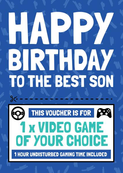 Gamer Voucher Son Birthday Card - 1 Video Game of your choice | thortful
