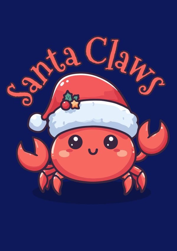 Santa Claws - cute festive Christmas crab created by Damien Pepper