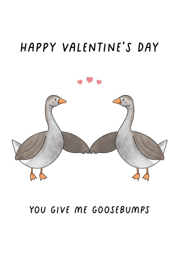 Cute Valentine's Day Card - You Give Me Goosebumps - Punny Gender Neutral Card created by February Stars Art