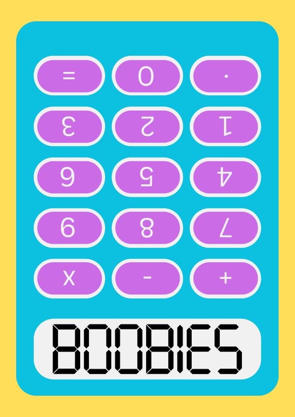 Funny Retro Calculator - "Boobies" Birthday Card created by The Marmalade Cat