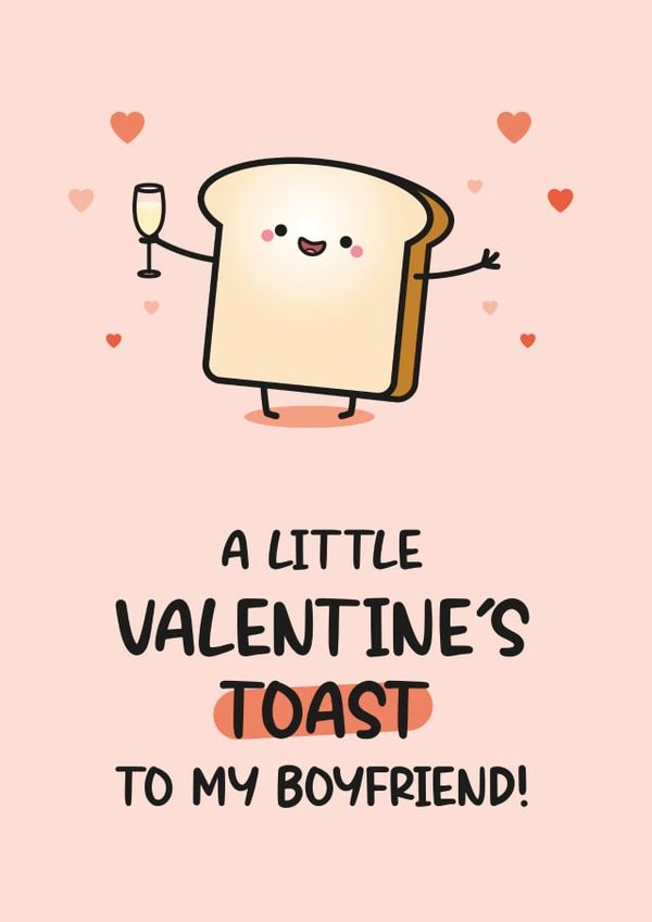 Cute Valentine's Card - For Boyfriend - Toast Pun Card created by Twisted Haggis