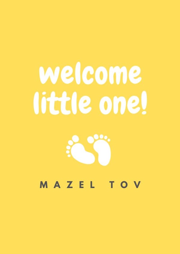 Cute New Baby card - Welcome Little One, Mazel Tov! created by Bella Jacob