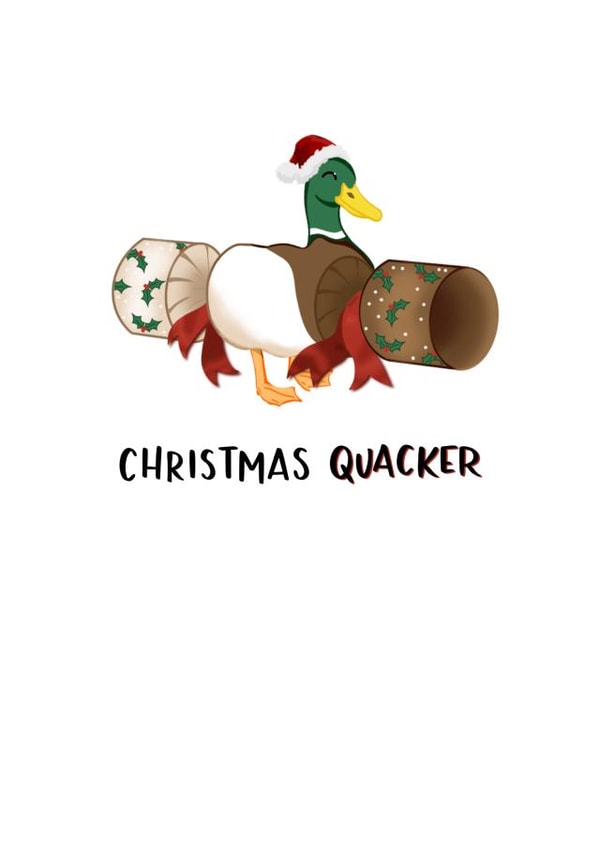 Funny Christmas Pun Card - Christmas Quacker created by Pippa Grace Design