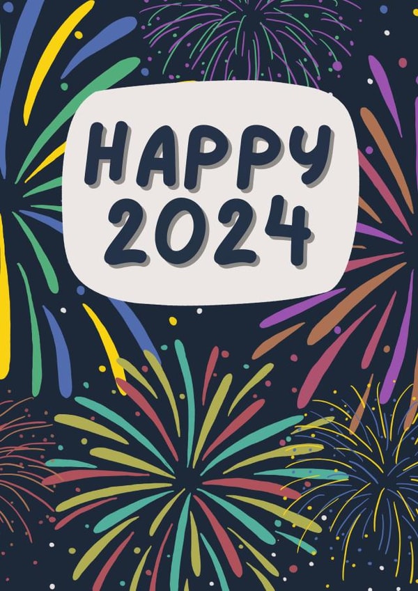 Happy New Year Card - 2024 - Colourful Fireworks created by Pepper & Plum