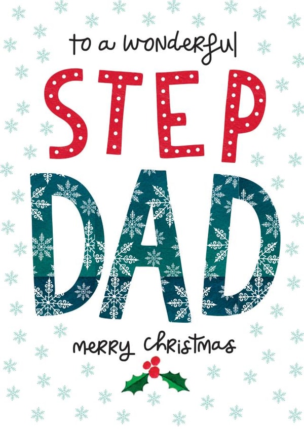 Heartfelt Typography Card - To a wonderful Step Dad Merry Christmas created by The Boy and the Bear