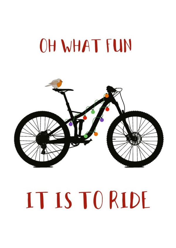 Funny Cycling Card - Pun - Oh What Fun it is to Ride created by Rachel Trainor