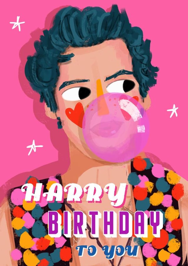 Illustrated Harry Styles Birthday Card - Fun & Colourful created by NICHOLA COWDERY ILLUSTRATIONS 
