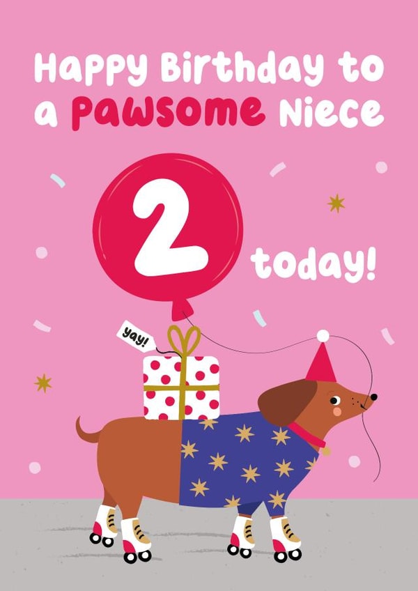 Cute Birthday Card - for your Pawsome Dog Loving - Niece created by Pixie Studio