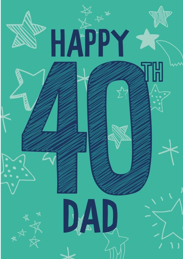 Classic Happy Birthday Card - Dad - 40th Birthday created by Betty Kitten