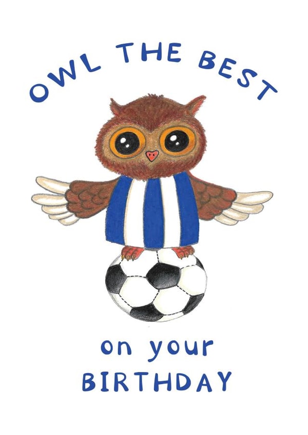 Cute Owl Birthday Card - for a Sheffield Wednesday fan created by Pixie Drew