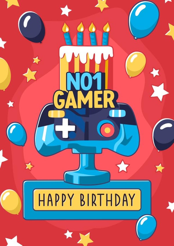No.1 Gamer Cake - Happy Birthday card created by Evie Garnett Designs