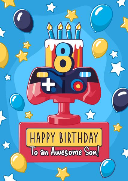 Cool Gamer Birthday card - 8 Today - for a special Son! | thortful